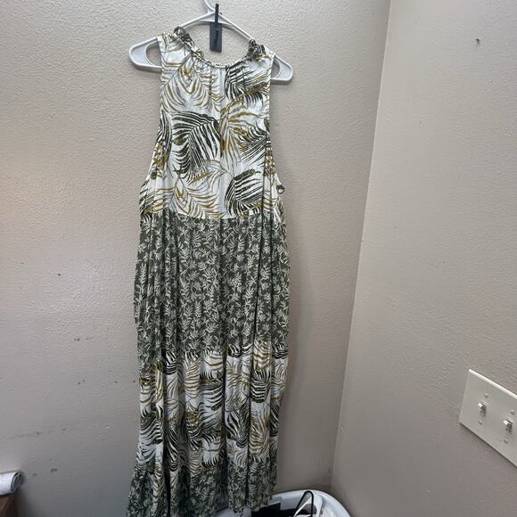 Kaktus Dress Sz XXL Tiered Floral Maxi Cottagecore Tropical Boho Vacation Green - Picture 5 of 7